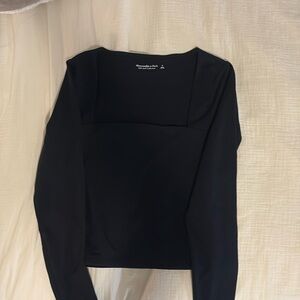 Abercrombie & Fitch Square-neck Black Long-sleeve Size Small